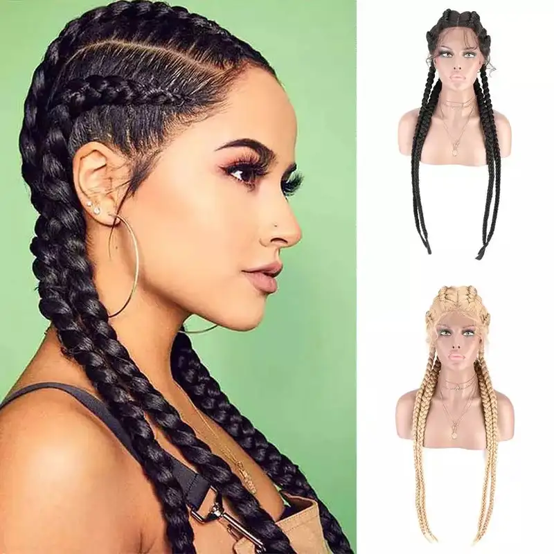 New Product Braid Full Lace Jumbo Cornrow Braided For Black Woman Wig
