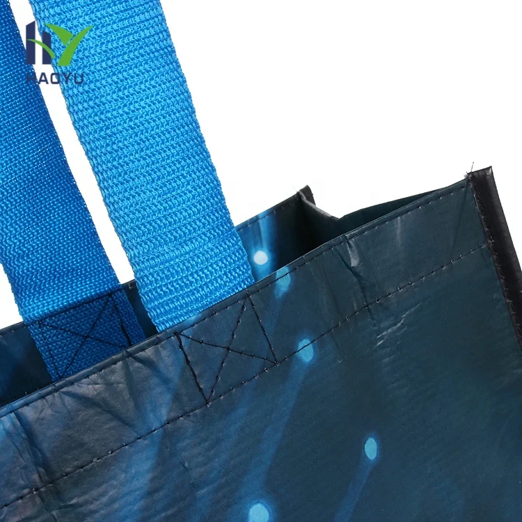 Promotional custom recycled eco friendly waterproof stitchbond laminated RPET non woven shopping bag