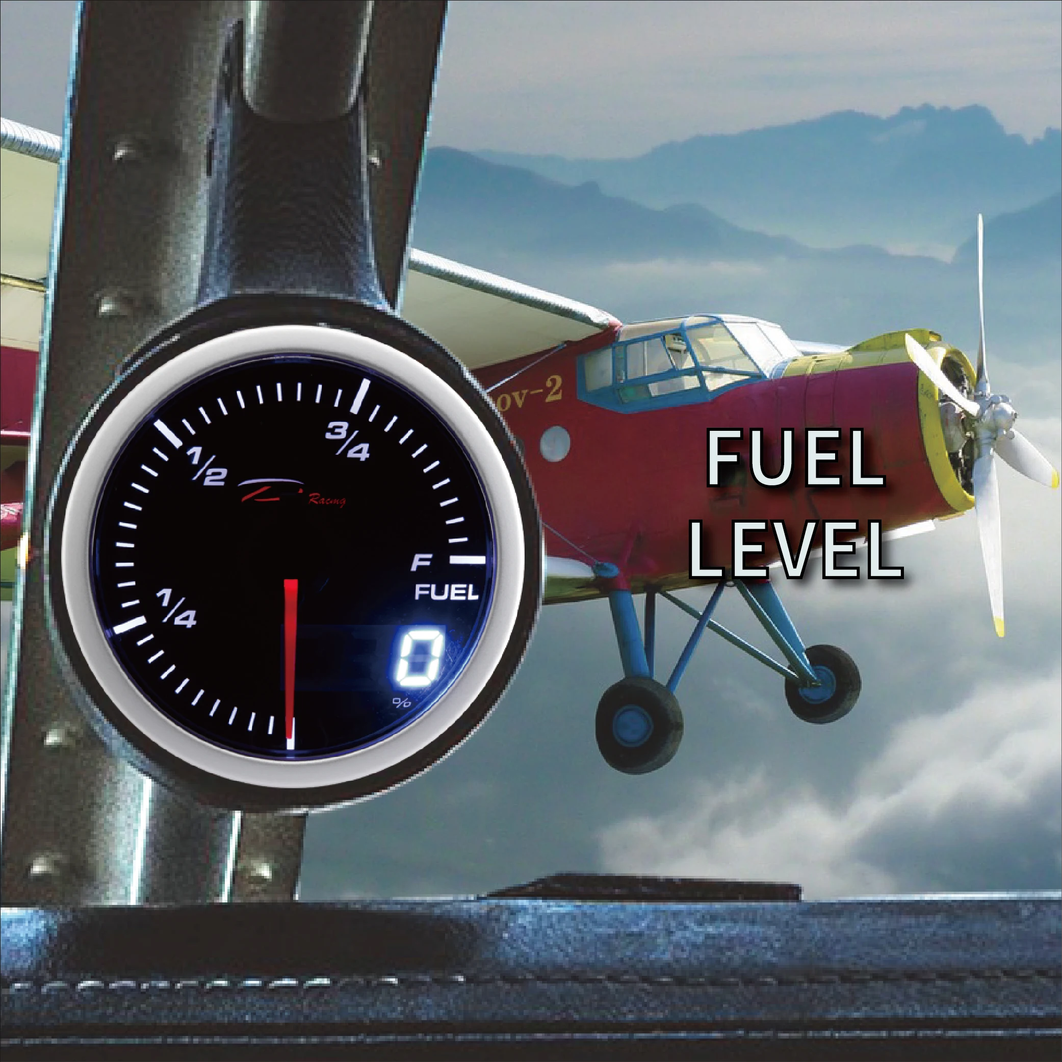 D racing 52mm dual view fuel level gauge for aircraft ultralight