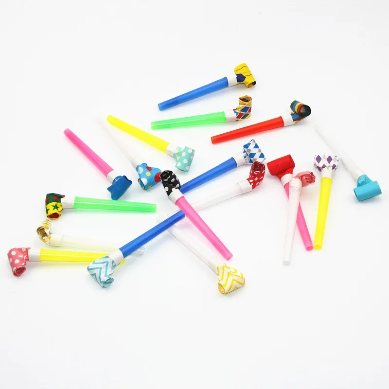 11.5cm party blowouts paper blow horn paper whistle