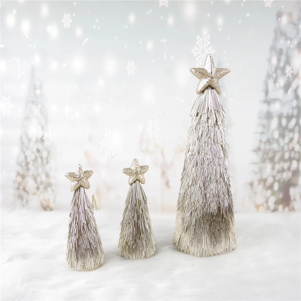 Цвета шампанского, золотые рождественские украшения, мини-Конусная Рождественская елка, декор книжной полки.