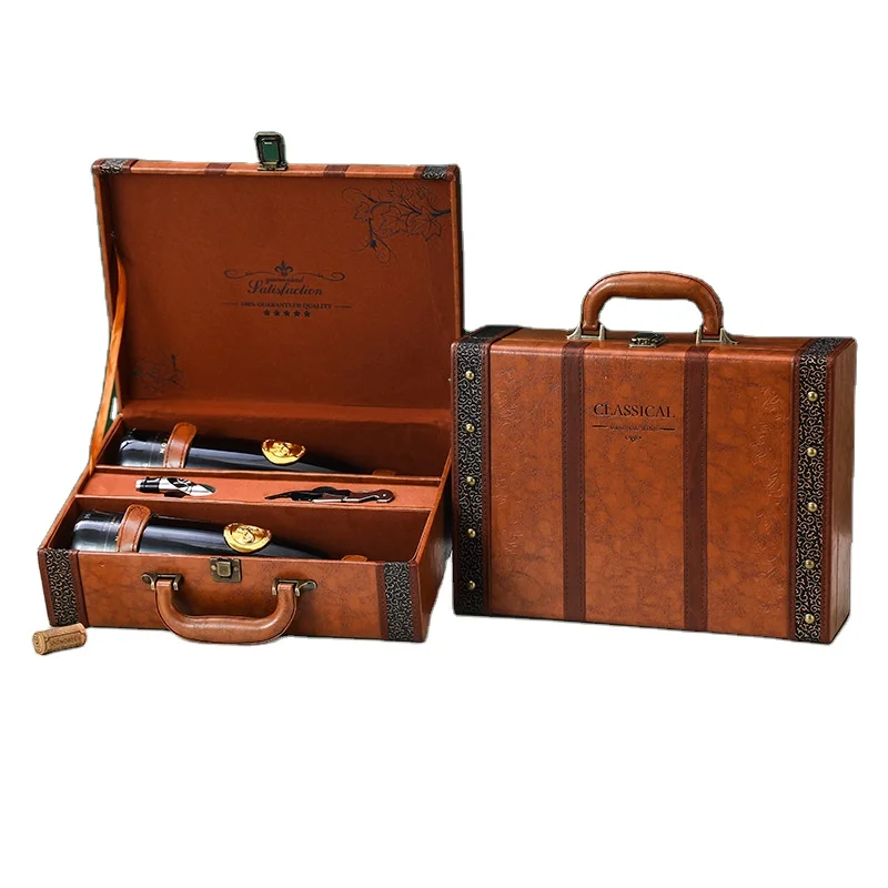 Hot Sale Nice Gift For 2 Bottle Red Wine Box For Shipping Packaging Wine Boxes
