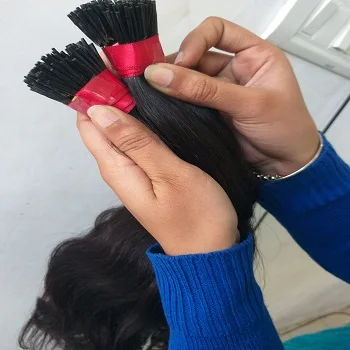 Горячая Распродажа необработанные человеческие кудрявые волосы для наращивания кератиновые афро I tip