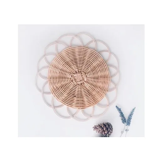 Маленькая плетеная подставка из ротанга для горячих чашек вашего дома натуральный ротанговый цвет