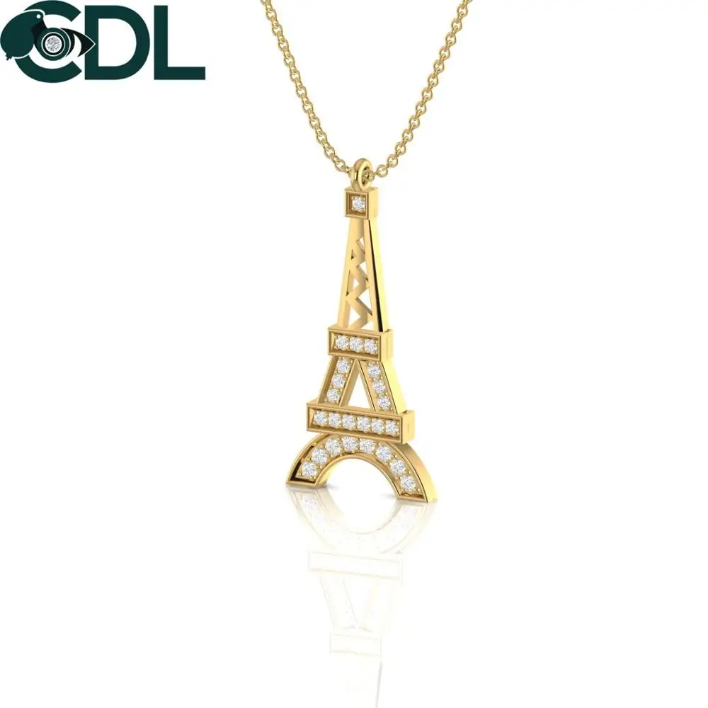 Eiffel Tower Shape Natural Diamond Pendant In 14kt White Yellow Rose Gold 2 Grams Jewelry