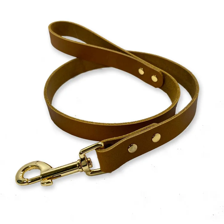 Classic Color Light Full Grain Leather Lead Luxury Dog Chain Leash For Dogs