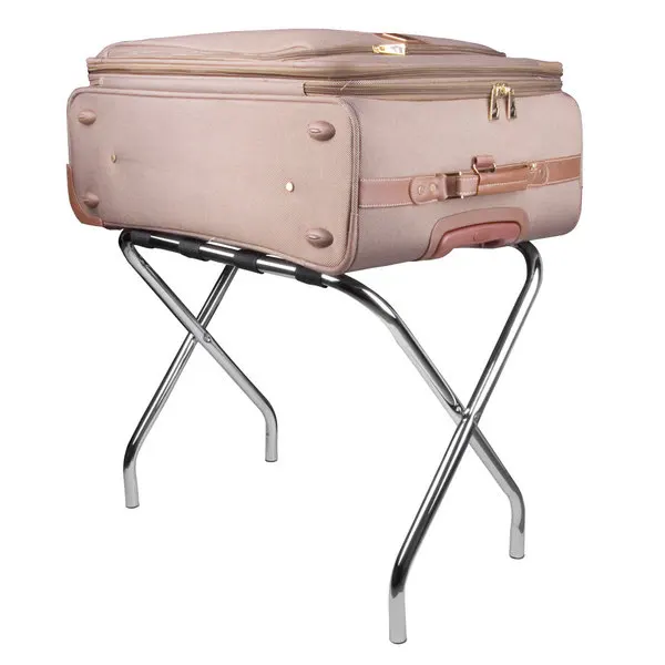Hotel Bedroom Furniture Suitcase Stand Rack Heavy Duty Baggage Holder Folding Luggage Rack in Steel Polished Usable at Wholesale