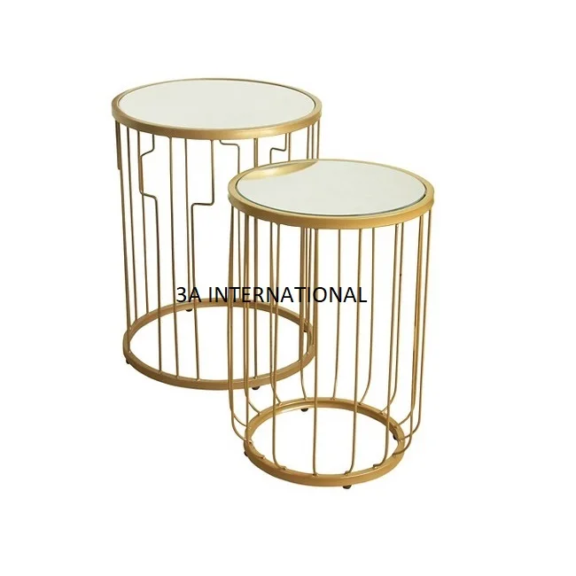 Home Decoration Luxury Furniture for Hotel Side Table Glossy Finished Custom Design  Nested Table With Marble Top