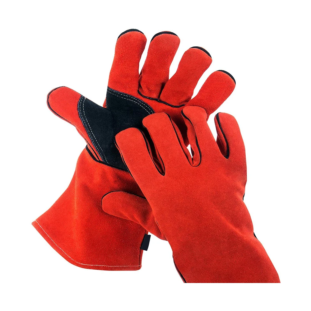 Cow Grain Leather Palm and Back Jeans Cuff Lining Cowhide Split Leather Palm with Hockey Palm gloves