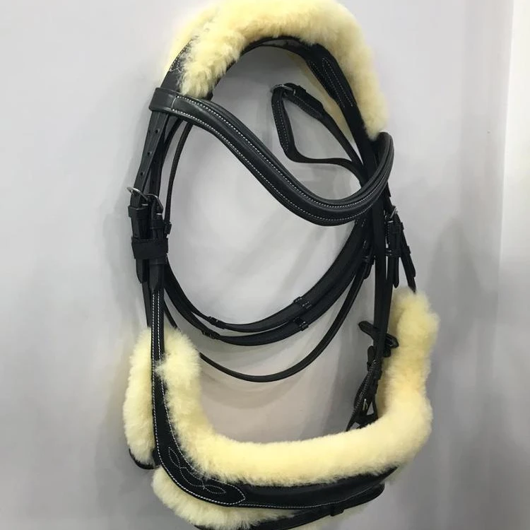 
Оригинальная овечья Марино шерсть супер качество кожаная завязка Необычные швы на носу лента поставляется в лакированной или без патента Noseband 