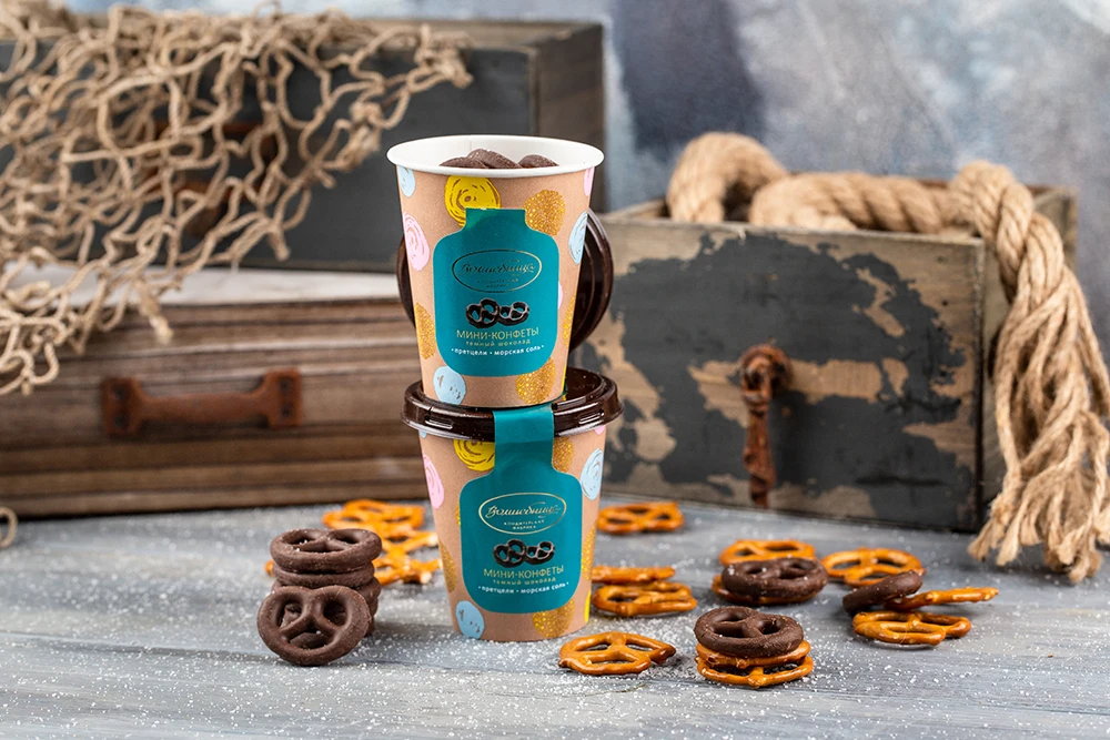 
Pretzel candies with dark chocolate Volshebnitsa 