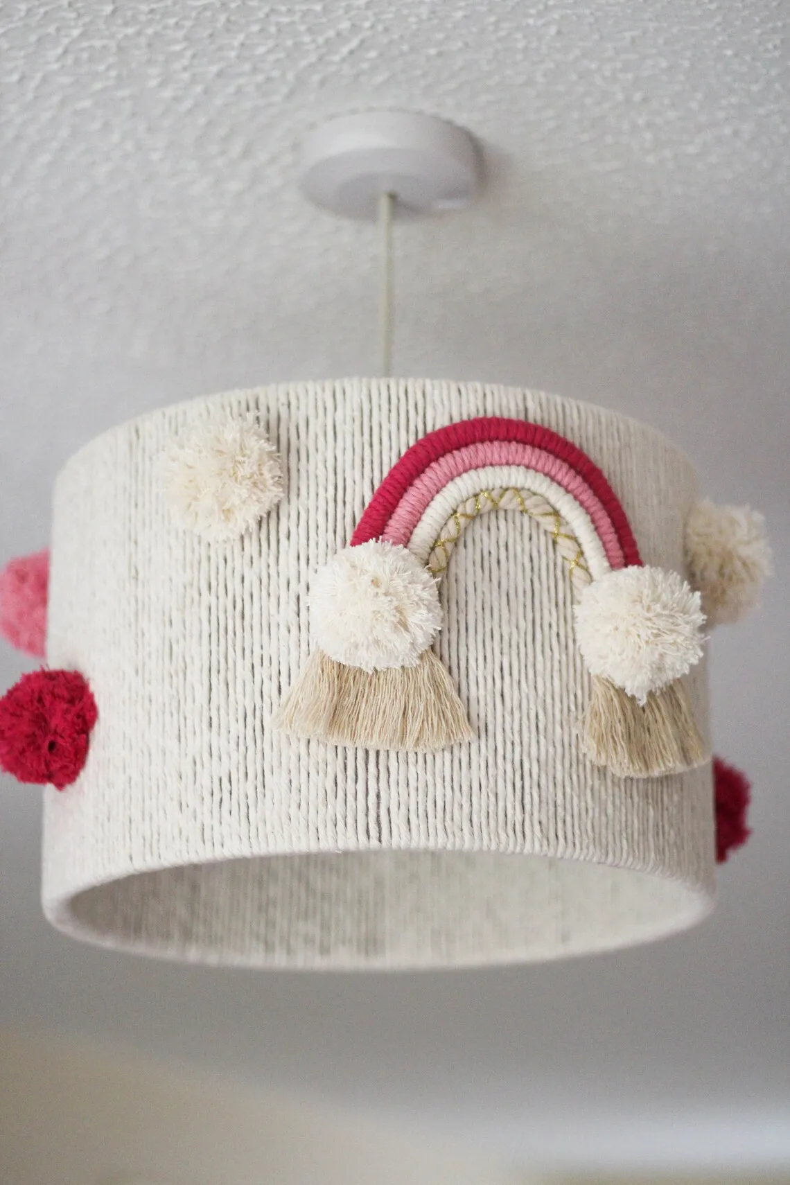 Hot Selling Baby Girl Nursery Room Rainbow Macrame Lampshade Ceiling Light