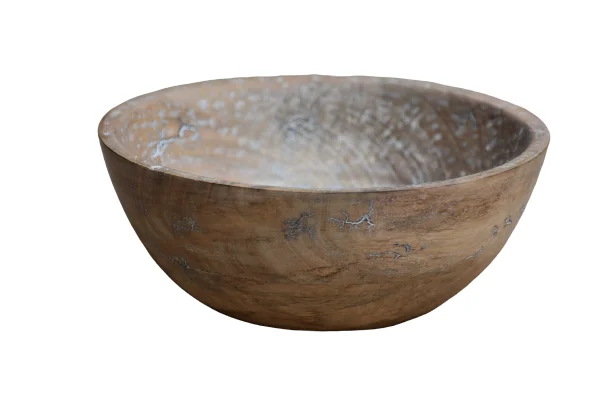 Custom Handmade Acrylic Vintage Wooden Bowl with Whitewash finish For home & Kitchen use Table Signs Business