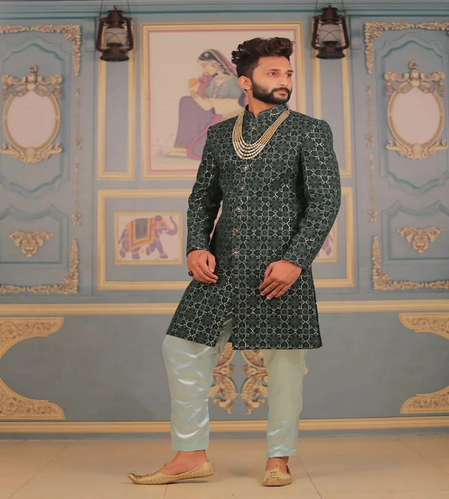 
Indian dress solid color sherwani indowestern for men party wear achakan jodhpuri rajasthani designer royal traditional suit 
