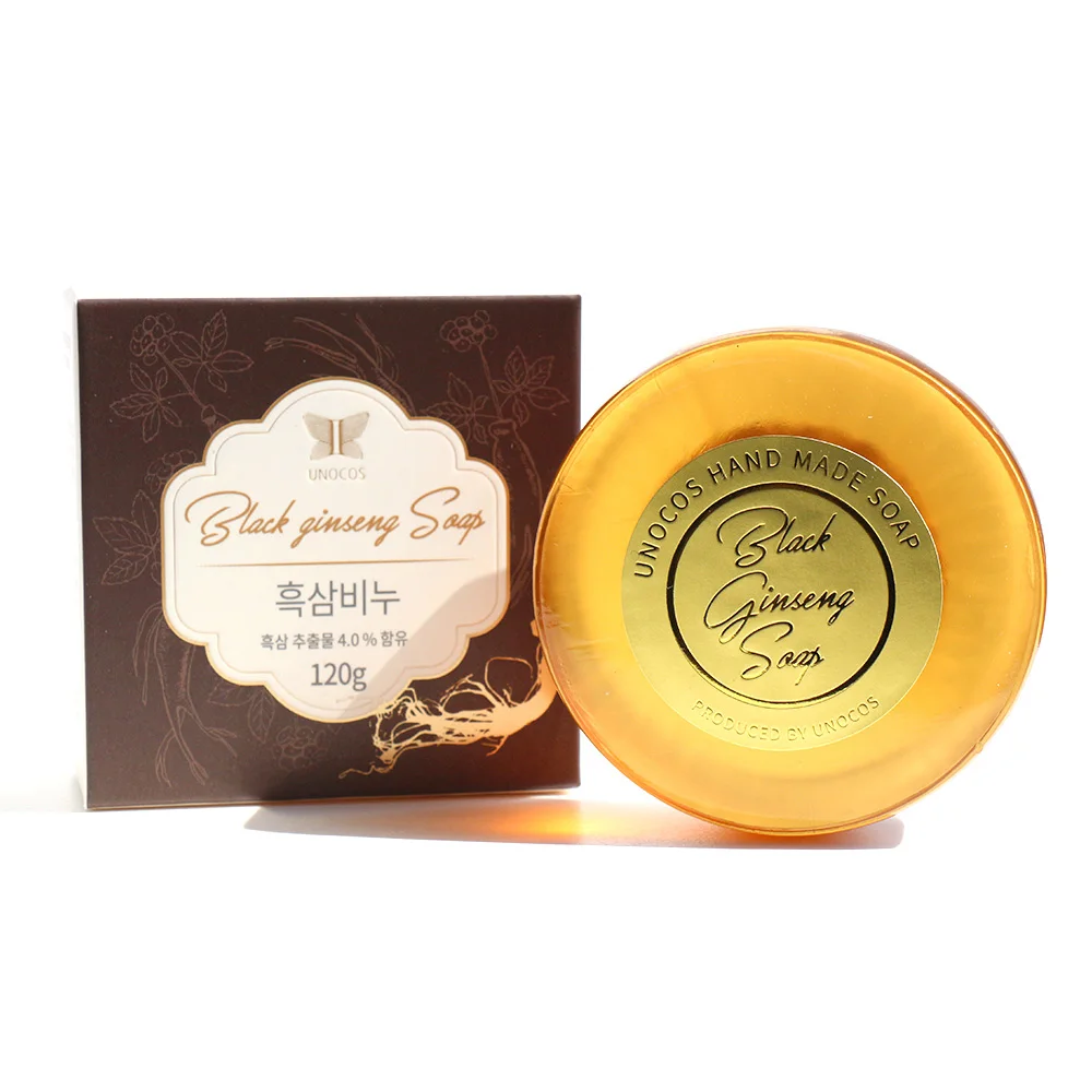 UNOCOS Black Ginseng Soap 120g Facial Cleansing Skin Care Brightening Whitening Nature Moisturizing Soothing Korean Cosmetics