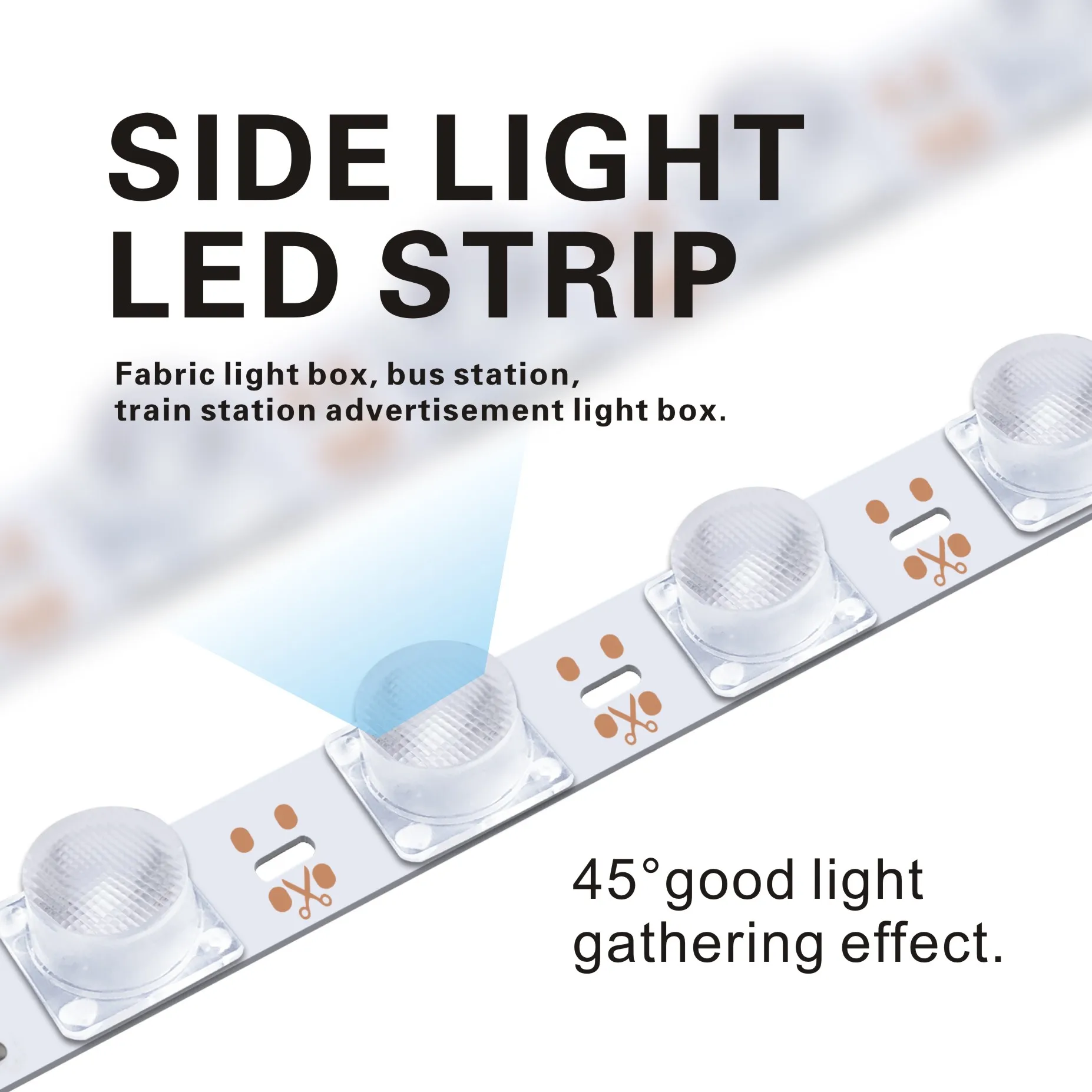 SMD 3030 45 degree lens TV LED backlight strips DC 12V high brightness hard strip