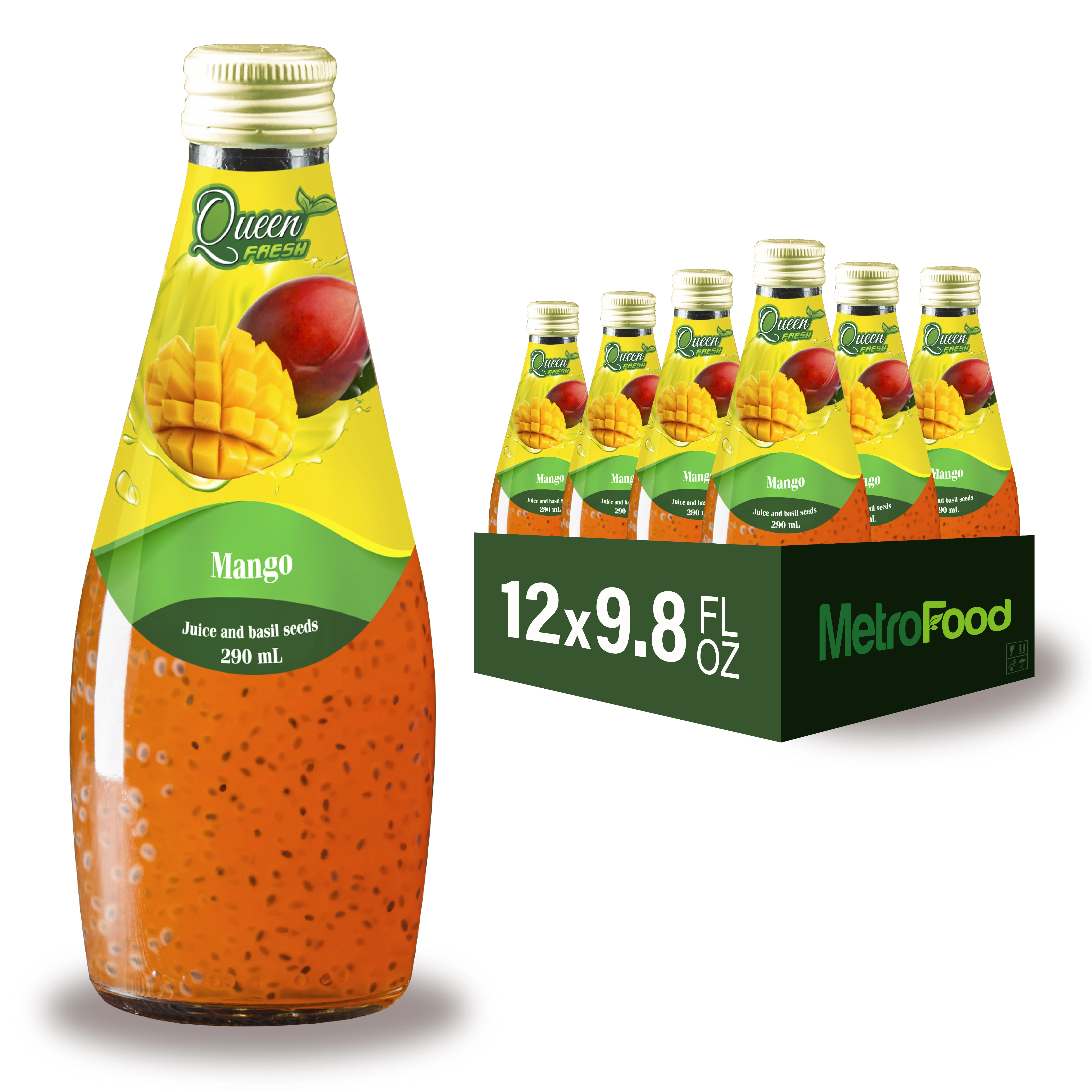 OEM/ODM/Private Label - 290ml High Quality Basil Seed Drink from Vietnam - Mango Flavor