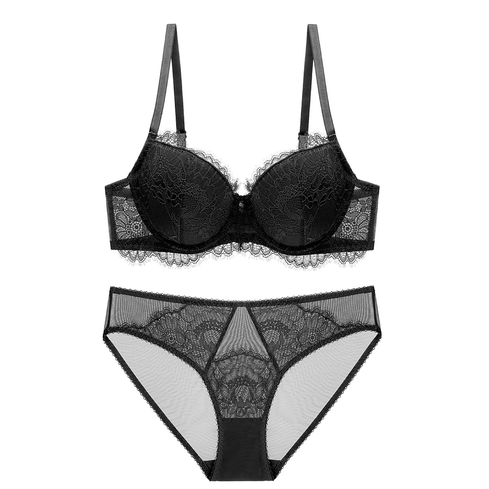 New Design thin cotton cup Sexy Lingerie Set Adult Lace Blossom Push Up Bra Womens Lingerie Bra And Panty Sets