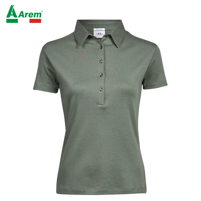 For B2B 100% Pima cotton interlock woman Poloshirt preshrunk Enzymewash best quality tailored fit reinforced shoulders worldwide