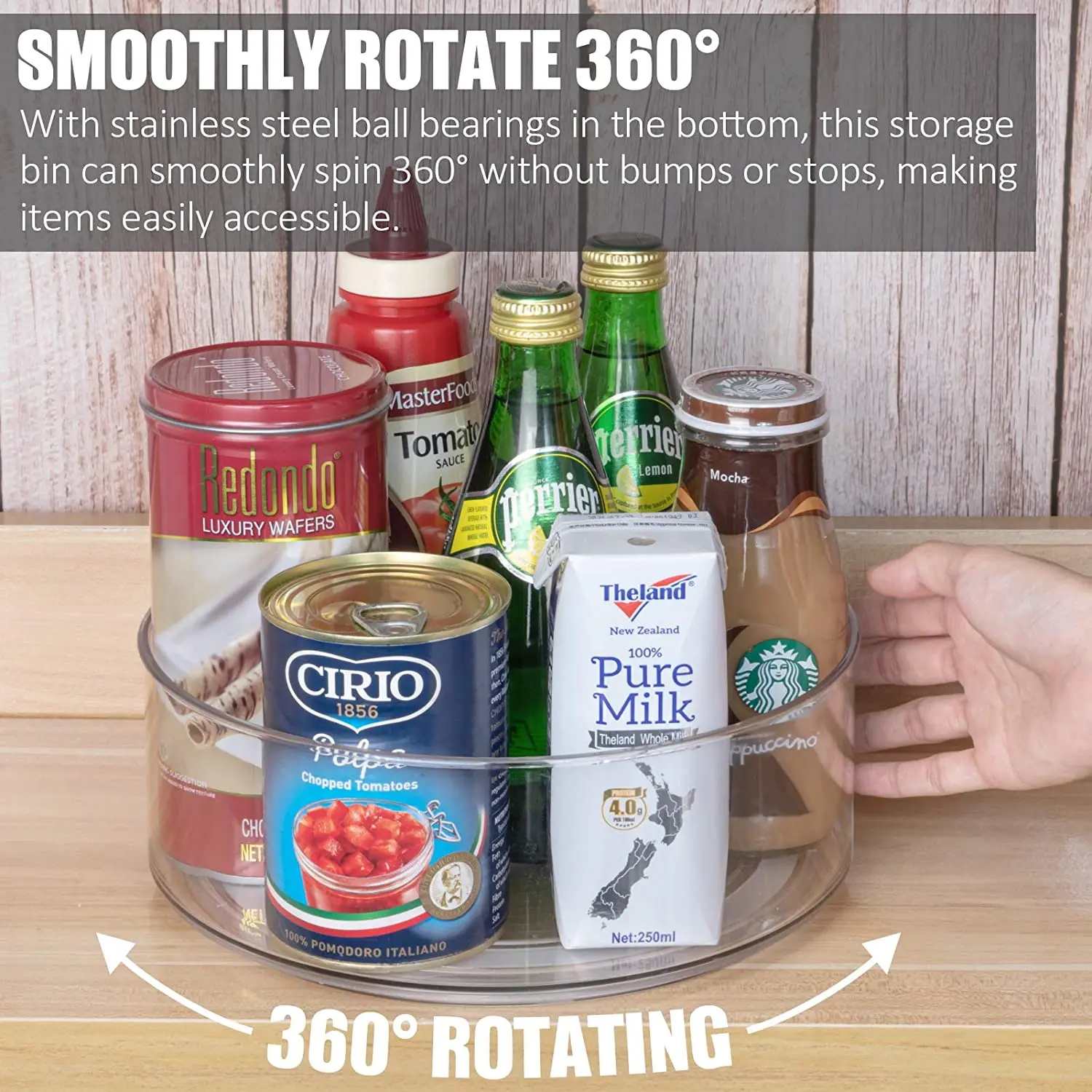 Круглая пластиковая прозрачная вращающаяся органайзер и контейнер для хранения кухонной столешницы холодильника Lazy Susan