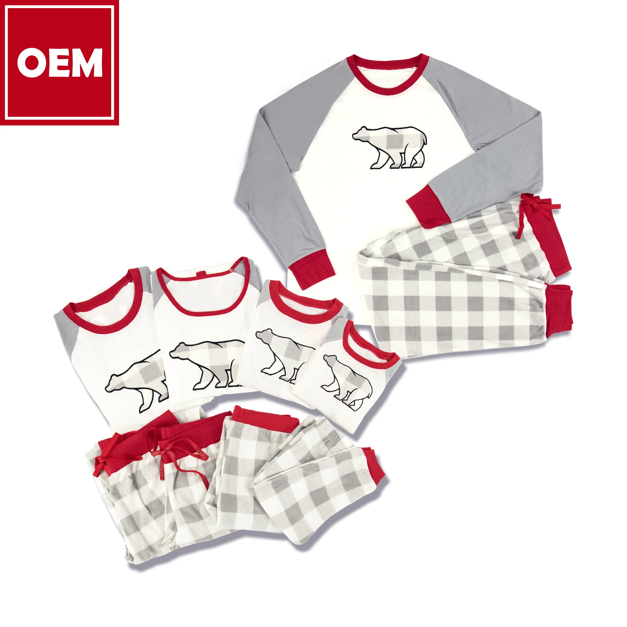 Custom Clothing Unisex Christmas T shirt Pants Children Kids Set Fleece Family Matching Mommy and Me Pajamas