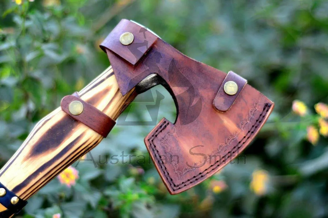 Топор викингов из углеродистой стали ручной работы на заказ топор с медью для выживания природе деревянной ручкой