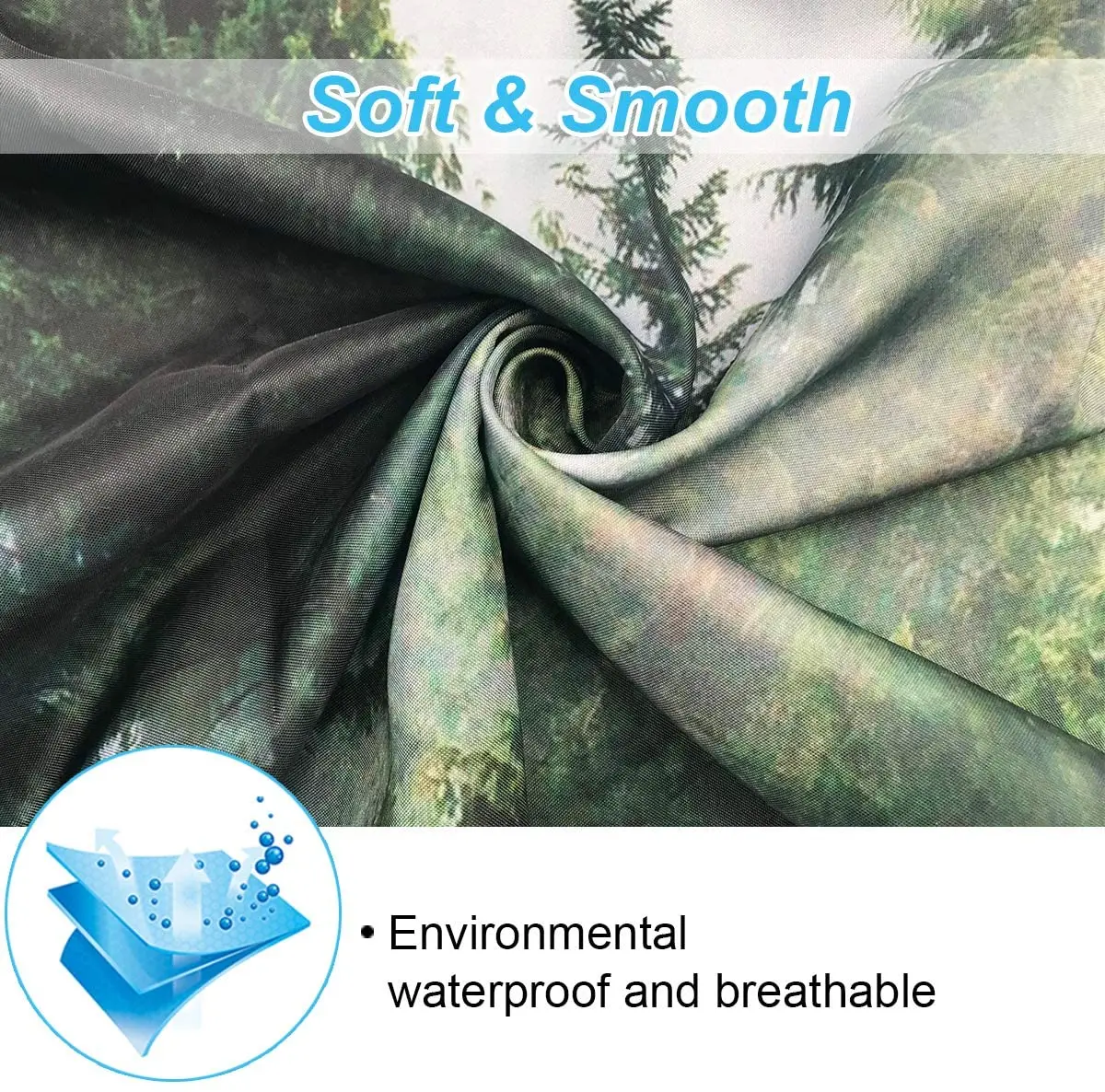 Misty Forest Shower Curtains Nature Fantasy Fog Magic Tree Bath Curtain