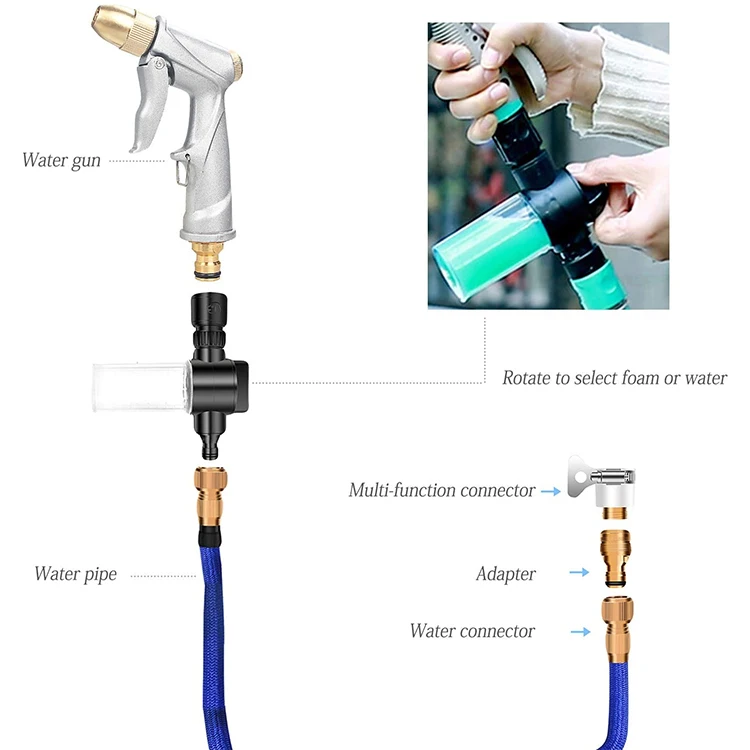 Factory Wholesale Customized Length latex Retractable water Garden Hose with alloy spray gun