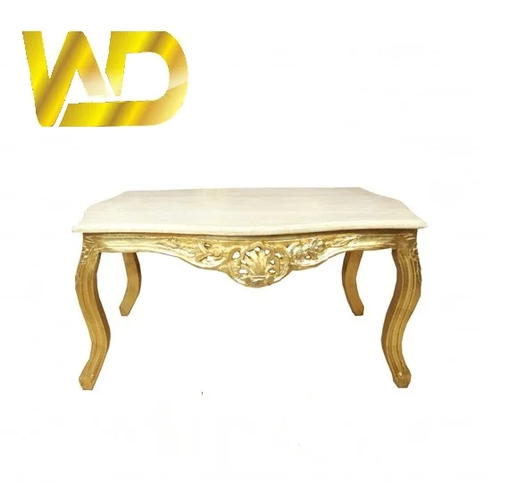 100% Best Quality Living room gold table with marble top antique style