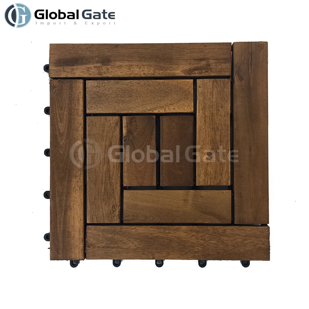 Easy installation wood deck tiles interlocking Acacia outdoor decking tiles wood floor