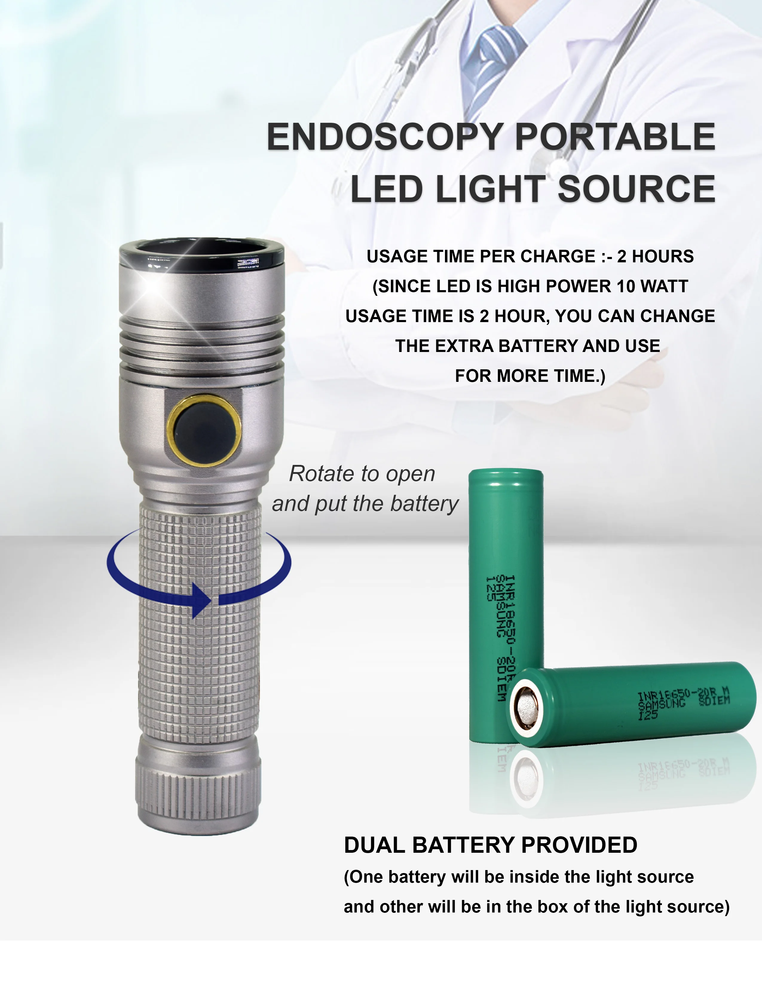 Portable Endoscopy Camera with In-Built Cold LED Light Source 2in1 USB HD Rigid Endoscope ENT unit