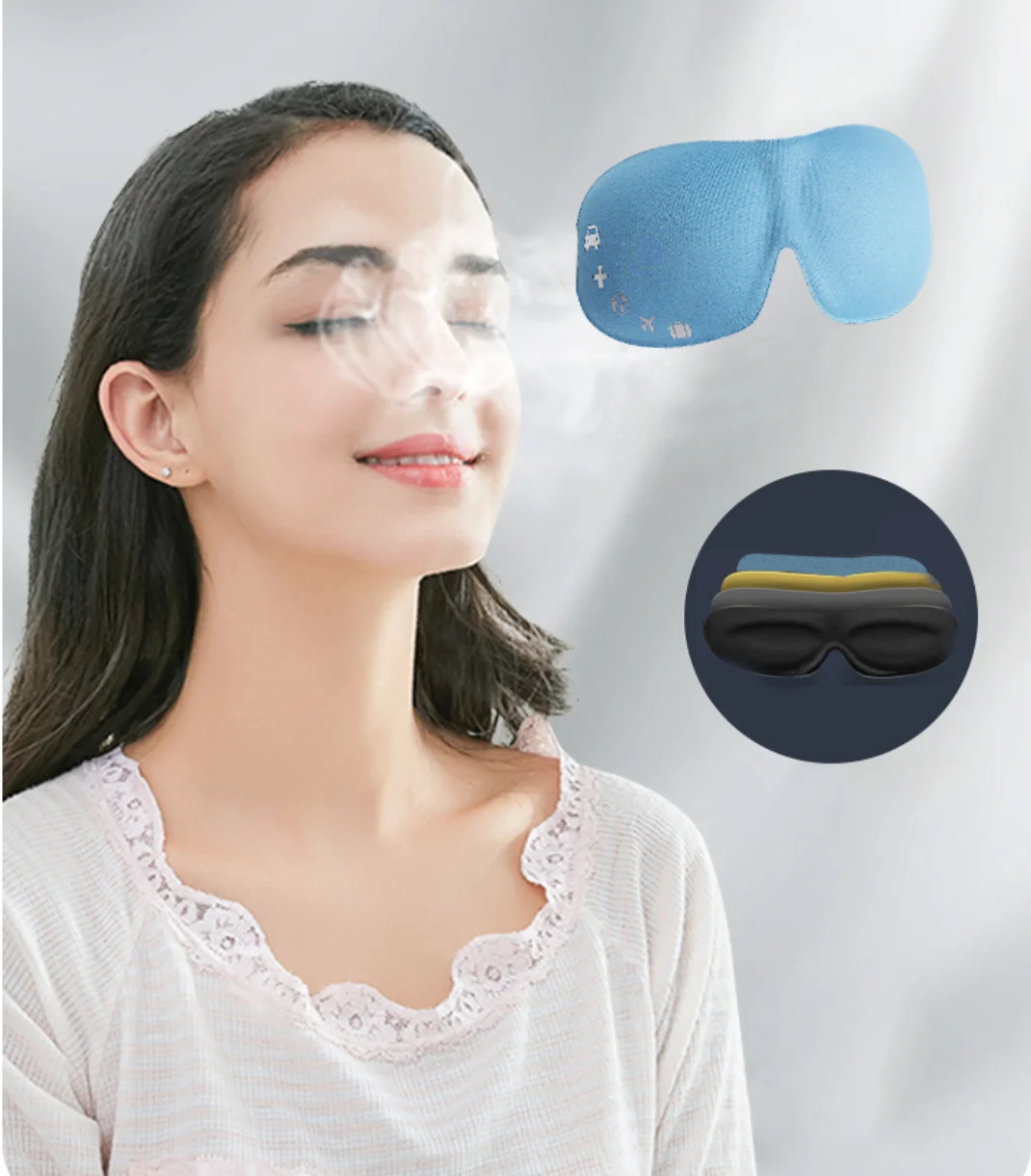 REACH Passed Plain Color Foldable and Portable Lightweight Contoured 3D Blackout  Molded Sleepmask for Travel