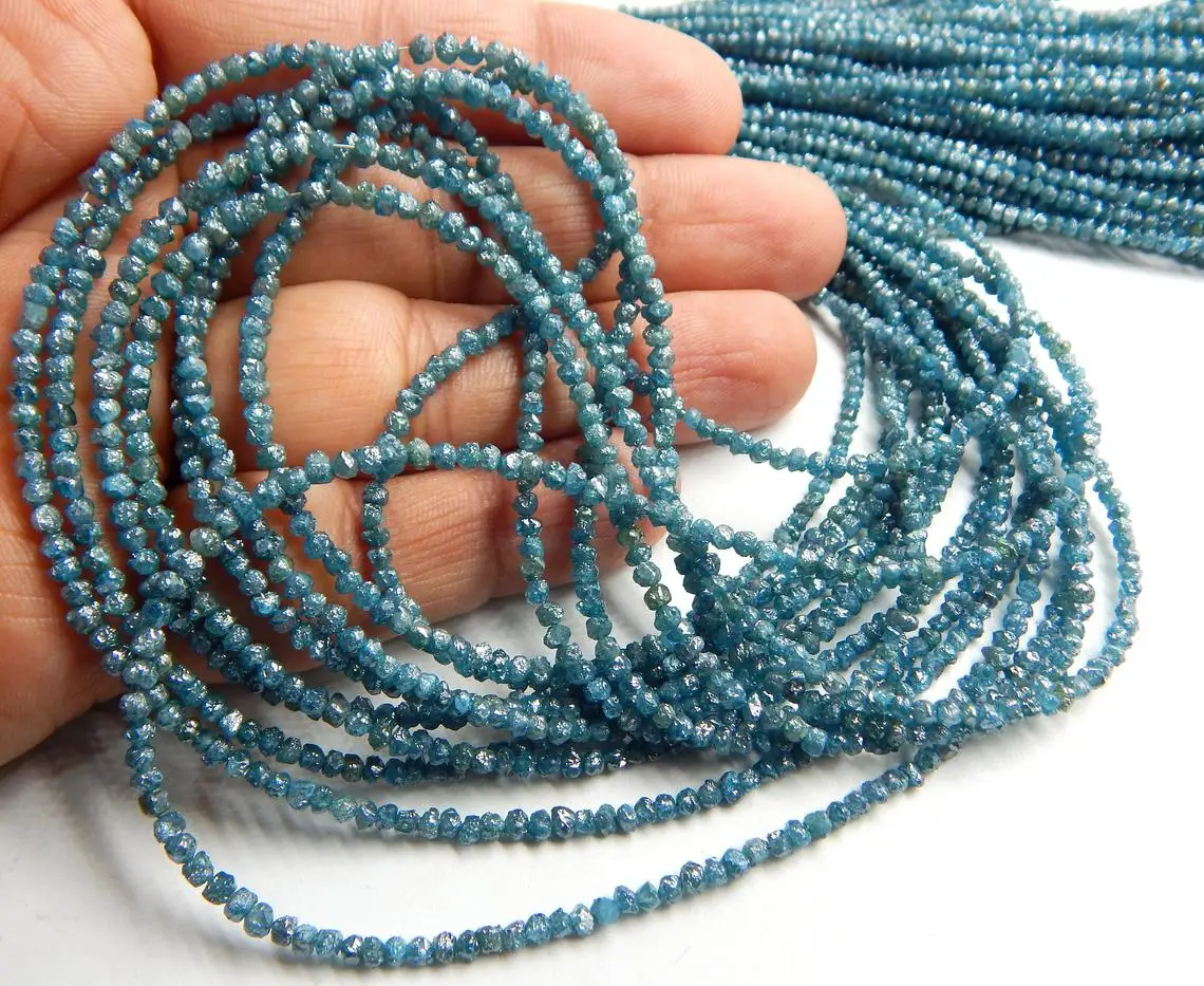 Fancy Color Rough Diamond Beads.natural Rough Diamond Beads - Cheapest Rough Diamond Beads Surat India Natural Blue Color 1-2 MM
