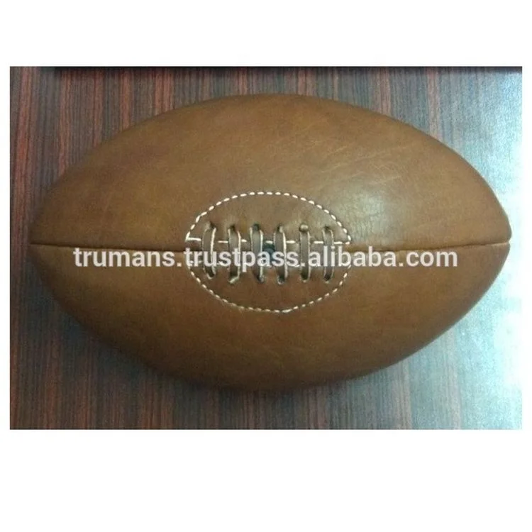Classic Vintage Retro Old Antique Style American Football Souvenir Pakistani Handmade Genuine Leather Rugby Ball