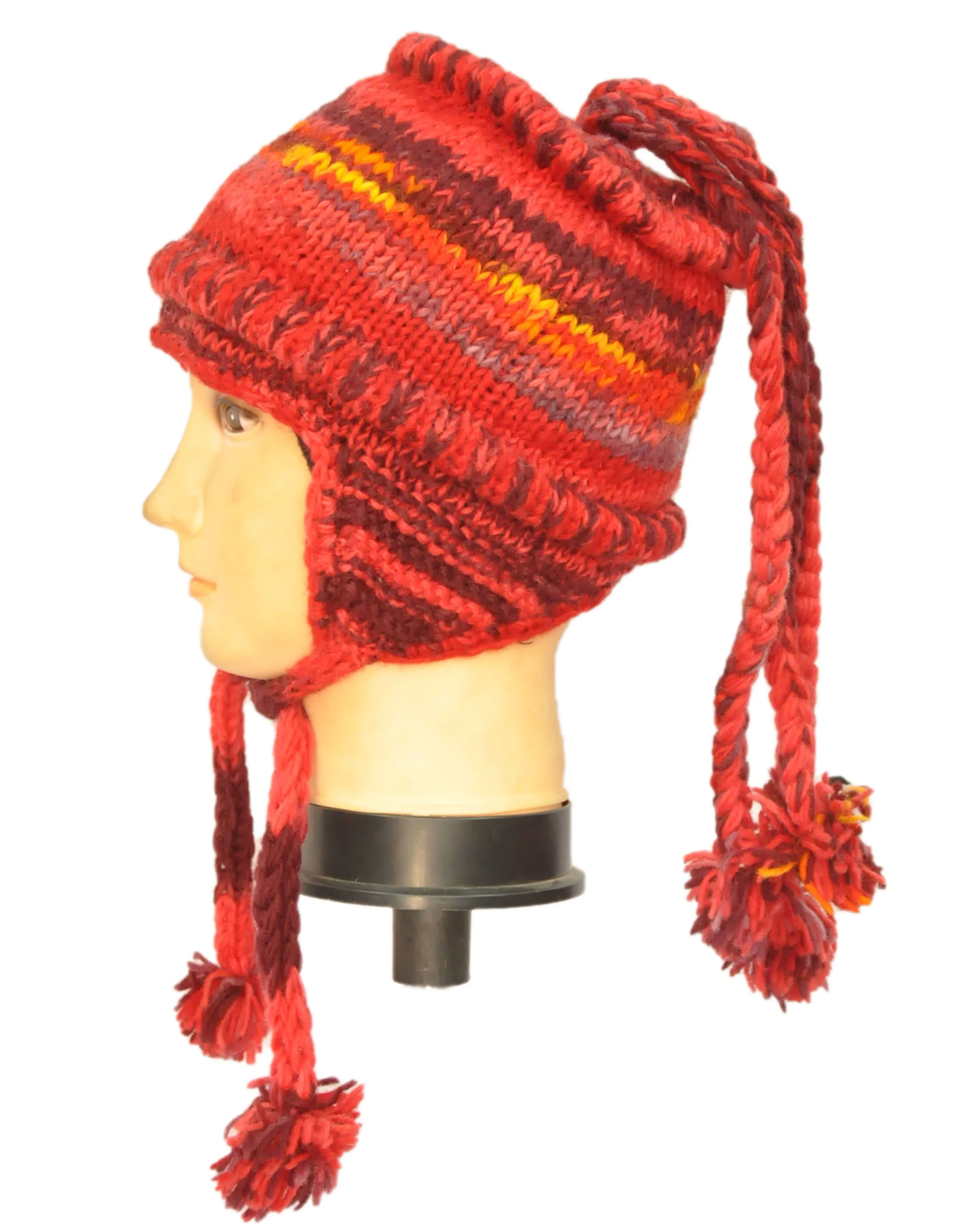 Handmade Peruvian Alpaca Chullo, Earflap Beanie. HHWTH 0011 E