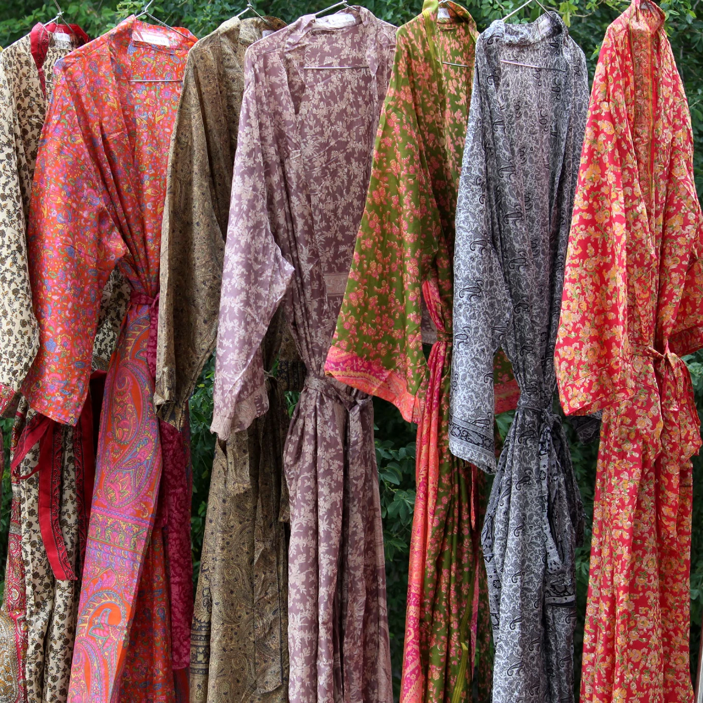Vintage Indian Saree Silk Robe Bathwear Night wear
