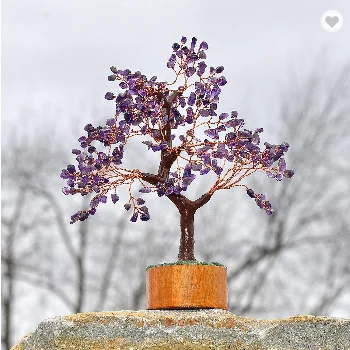 Аметист чакра драгоценный камень деньги Дерево жизни с бонусом ожерелье Feng Sui лечебный Кристалл китайский Восточный домашний декор дерево