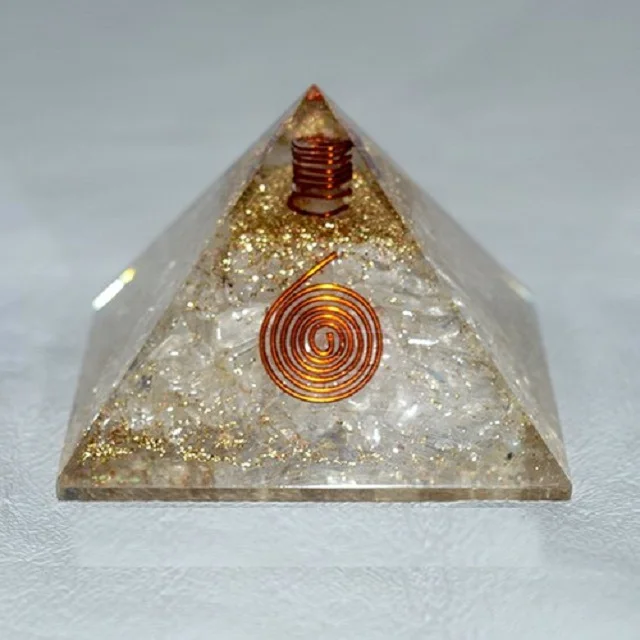Beautiful Spiritual Healing Clear Quartz Orgone Pyramid with Chakra and EMF Protection for Love-Themed Meditation Wholesaler