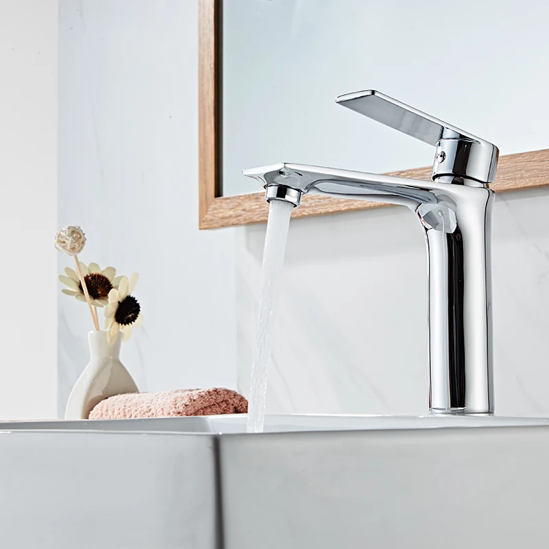 Standard Deck Mount Mixer Wash Single Hole Basin Chromed Taps Bathroom Faucet