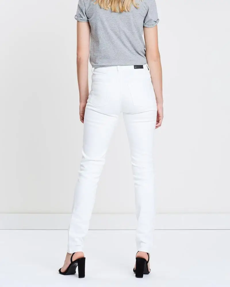 OEM/ODM Custom Logo Private Label Embroidery Cotton/Spandex Ladies Denim Jeans Crop Pants White Solid Wide Leg Jeans for Women