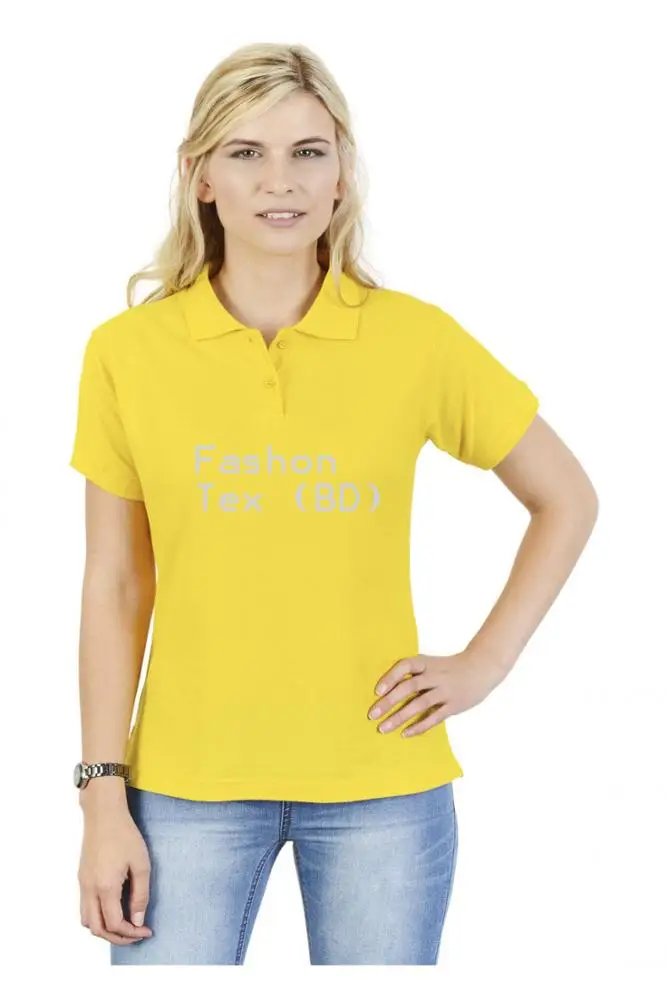 Export Quality 100% Cotton Pique fabric New Fashion short  sleeve Ladies Polo Shirts Woman polo shirt golf polo shirts