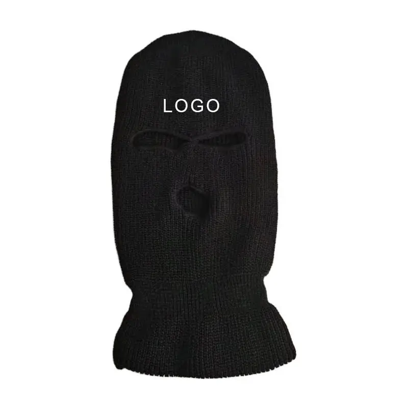 
Wholesale Custom Winter Man Knitted 3 Hole Designer Ski-mask Skimask Fleece Balaclava Motorcycle Full Face Ski Mask Hat 