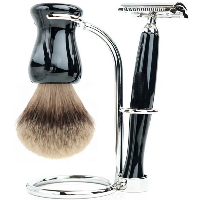 Safety razor Set Mens-set-safety-razor-silver Tip-brush