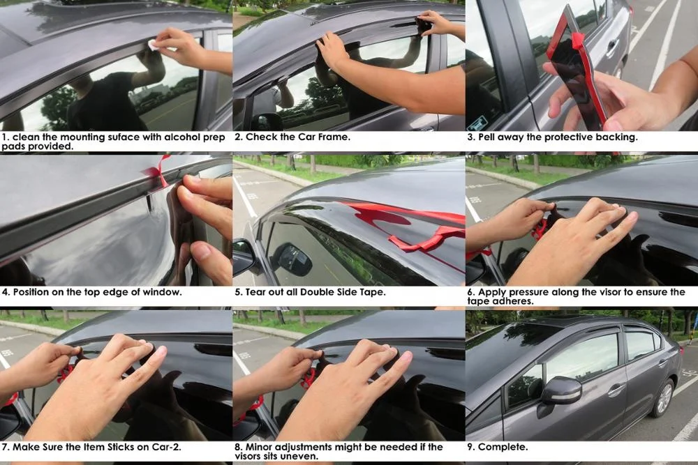 For Toyota Highlander 2014-2019 Chrome Trim Side Window Visors Guard Vent Deflectors