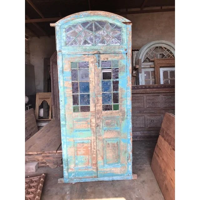 Antique Carved Indian Front Door Solid Wood Old Exterior Swing Open Style Finished with Decoration Feature