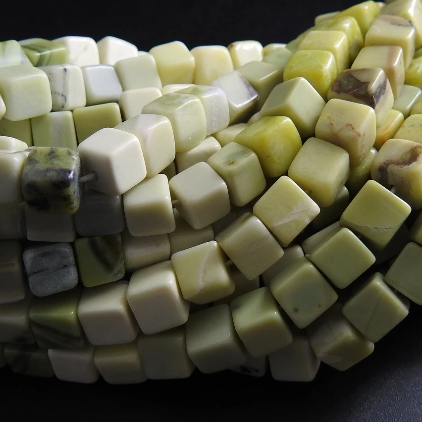 Green Indian Opal Smooth Cube Box Cuboid Bead Handmade Loose Stone Shaded For Jewelry Makers Wholesaler Supplies 16Inch Strand