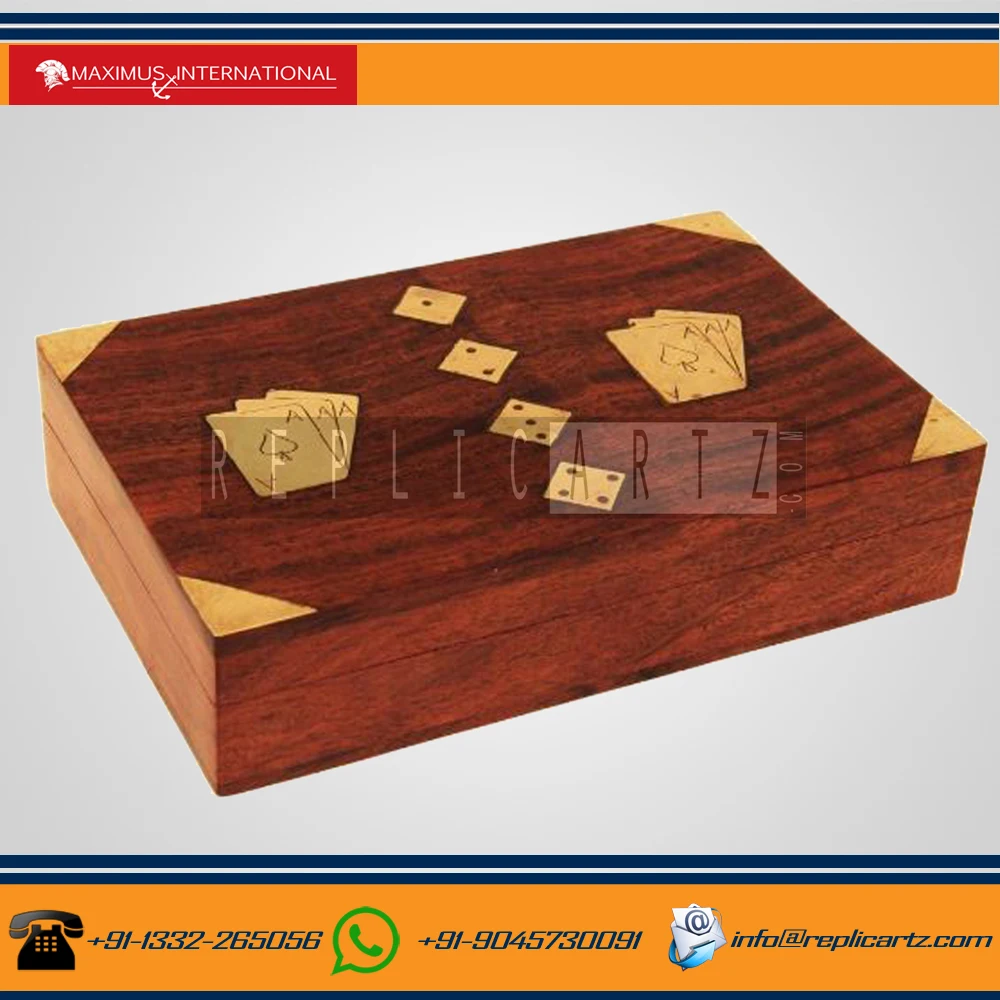 Wooden Brass Dominose Classic Small Wood Game For Kids Educational
