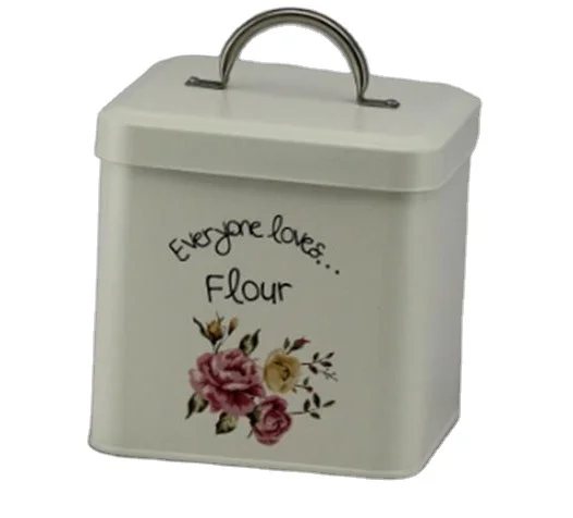 China Supply Classic Yellow Metal Hostel Flour Storage Tin  Box Container