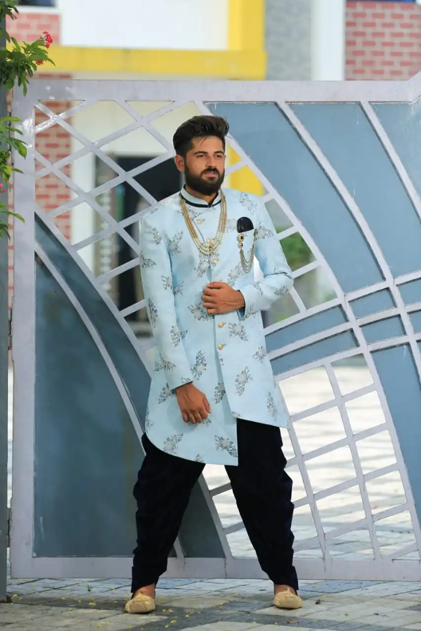 BOLLYWOOD INDIAN TRADITIONAL TREND LATEST INDO WESTERN SUIT WITH KURTA AND PAJAMA SET