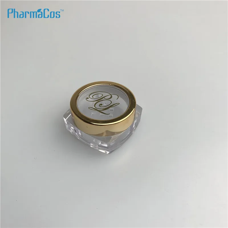 3g 5g 10g square gold window lid  jars  makeup glitter jar plastic gloss containers jar portable  empty container for nails